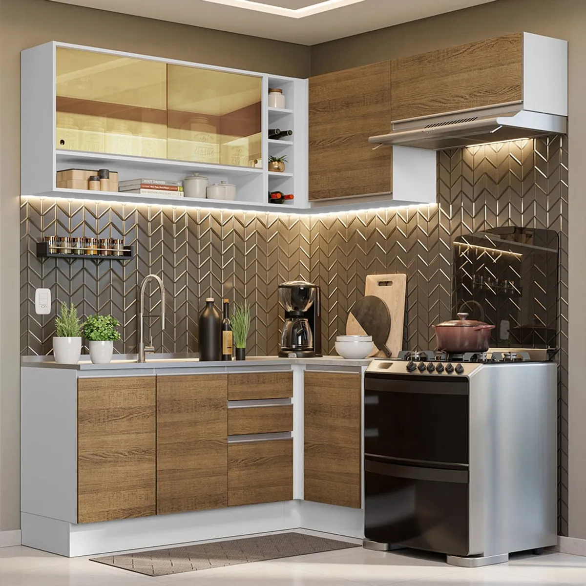 MADESA - Mueble de Cocina Integral de Esquina Glamy 349 cm 06