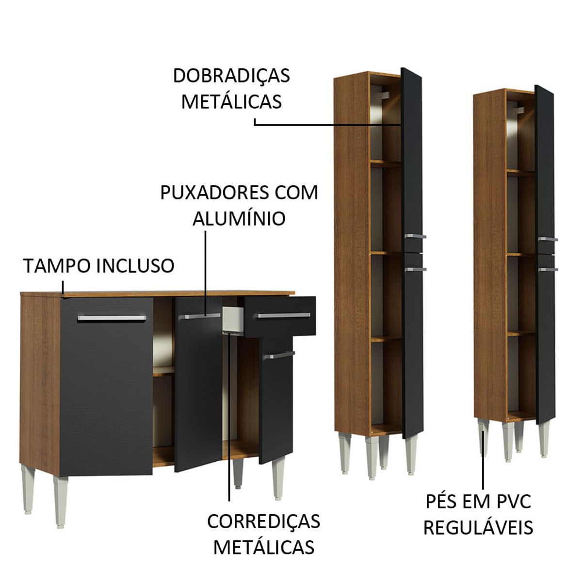 MADESA - Mueble de Cocina Integral Emilly Front 169 cm