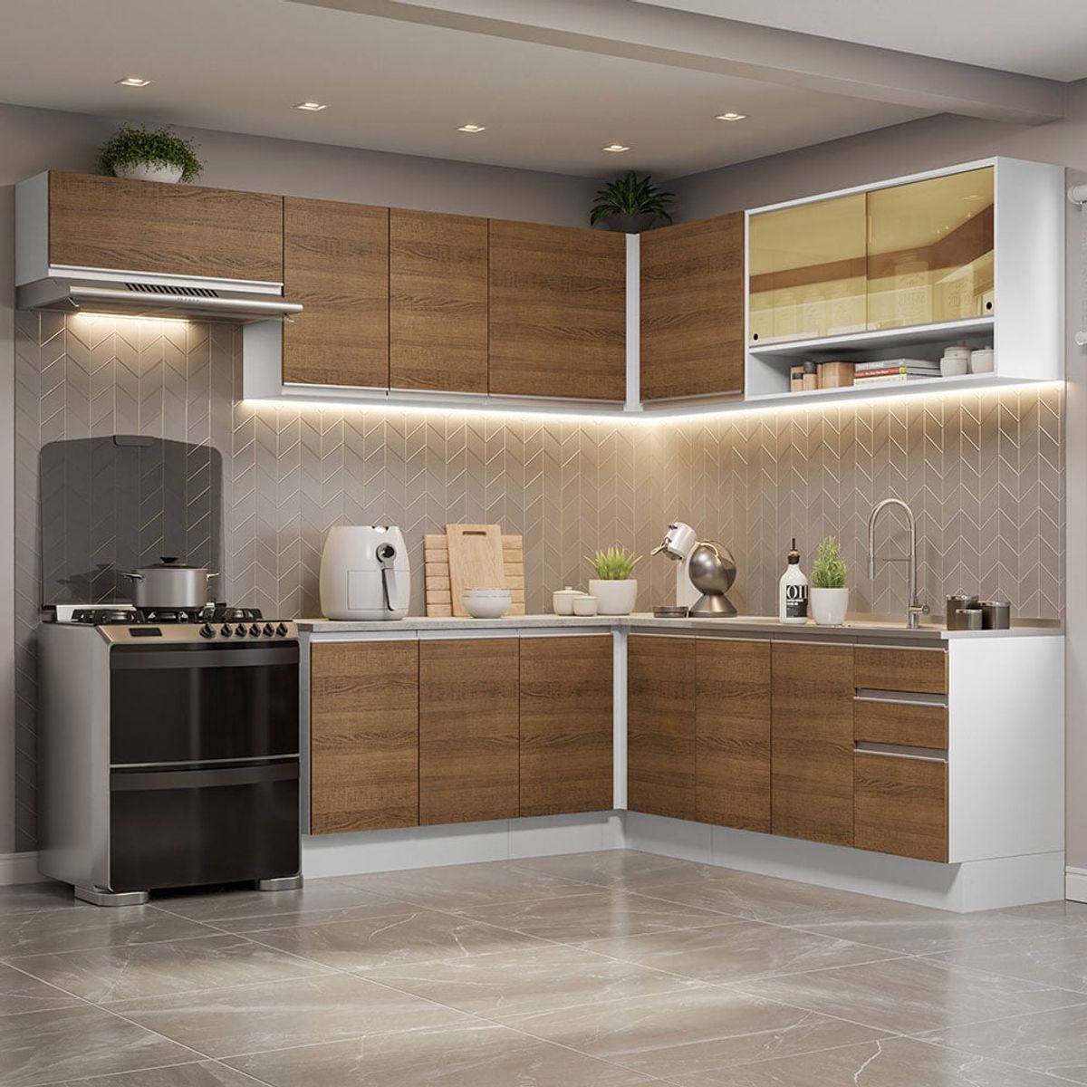 MADESA - Mueble de Cocina Integral de Esquina Glamy 469 cm 01