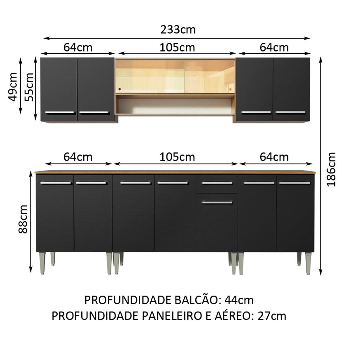 MADESA - Mueble de Cocina Integral Emilly Smile 233 cm