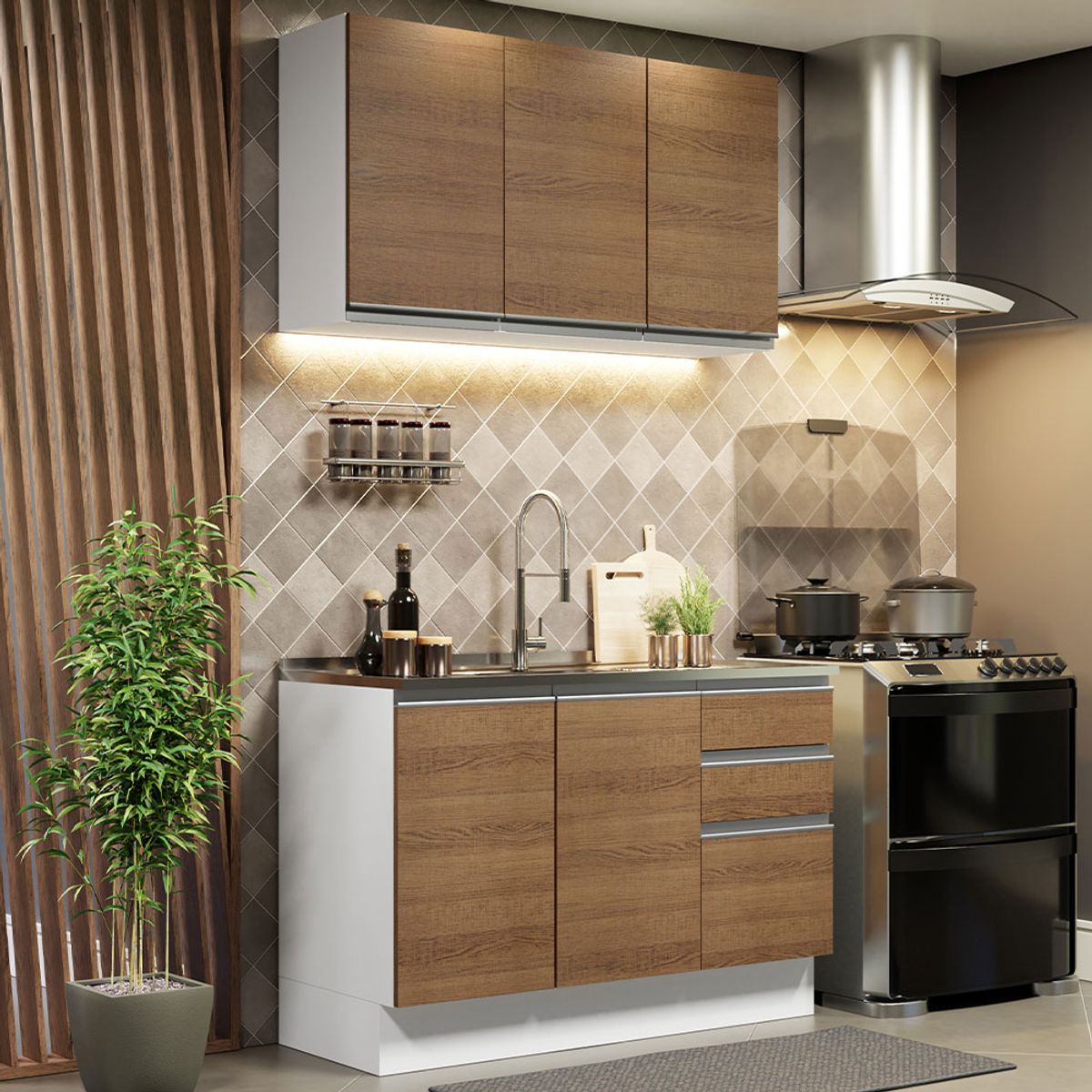 MADESA - Mueble de Cocina Integral Glamy 120 cm - Con Lavadero 01