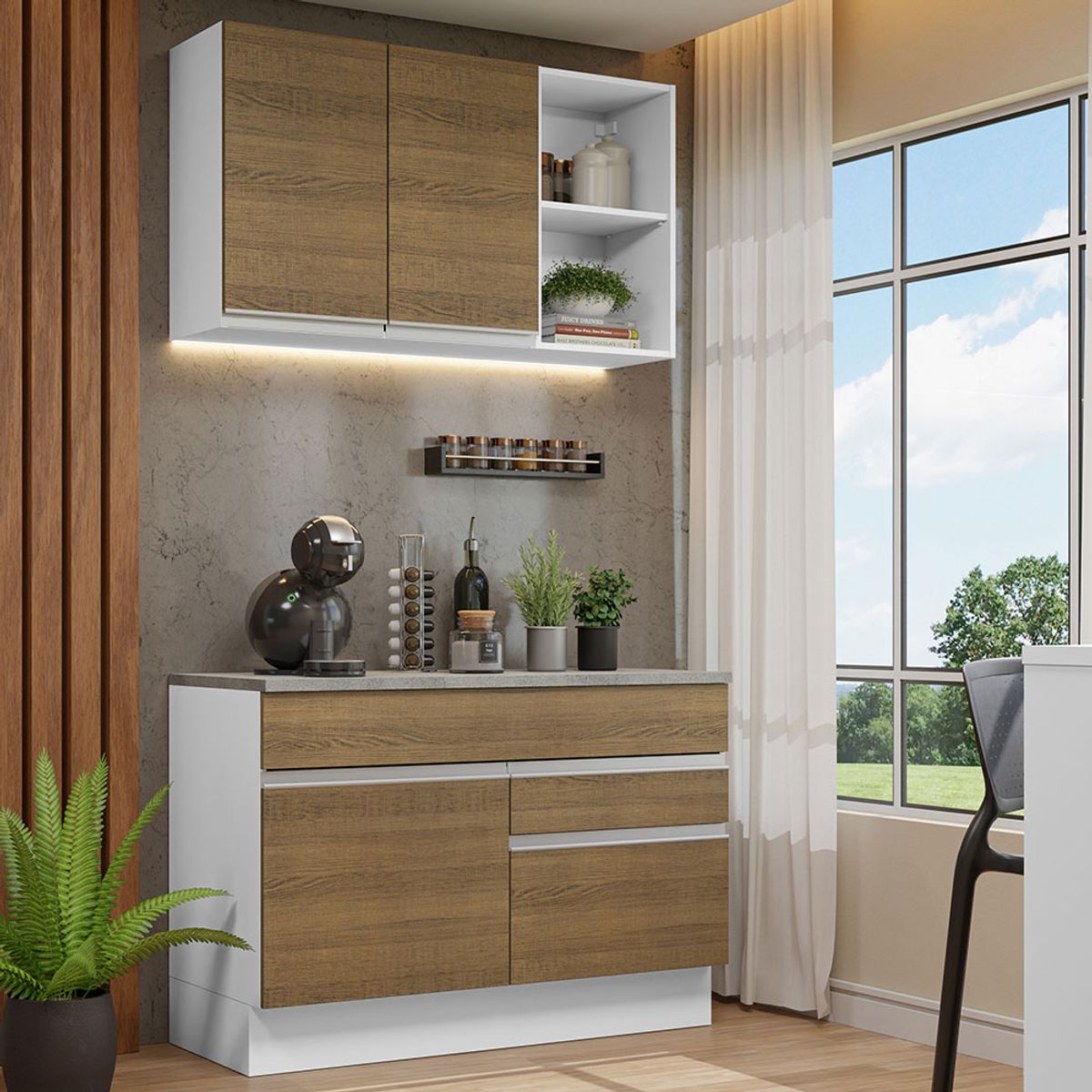 MADESA - Mueble de Cocina Integral Glamy 120 cm - Con Encimera 08