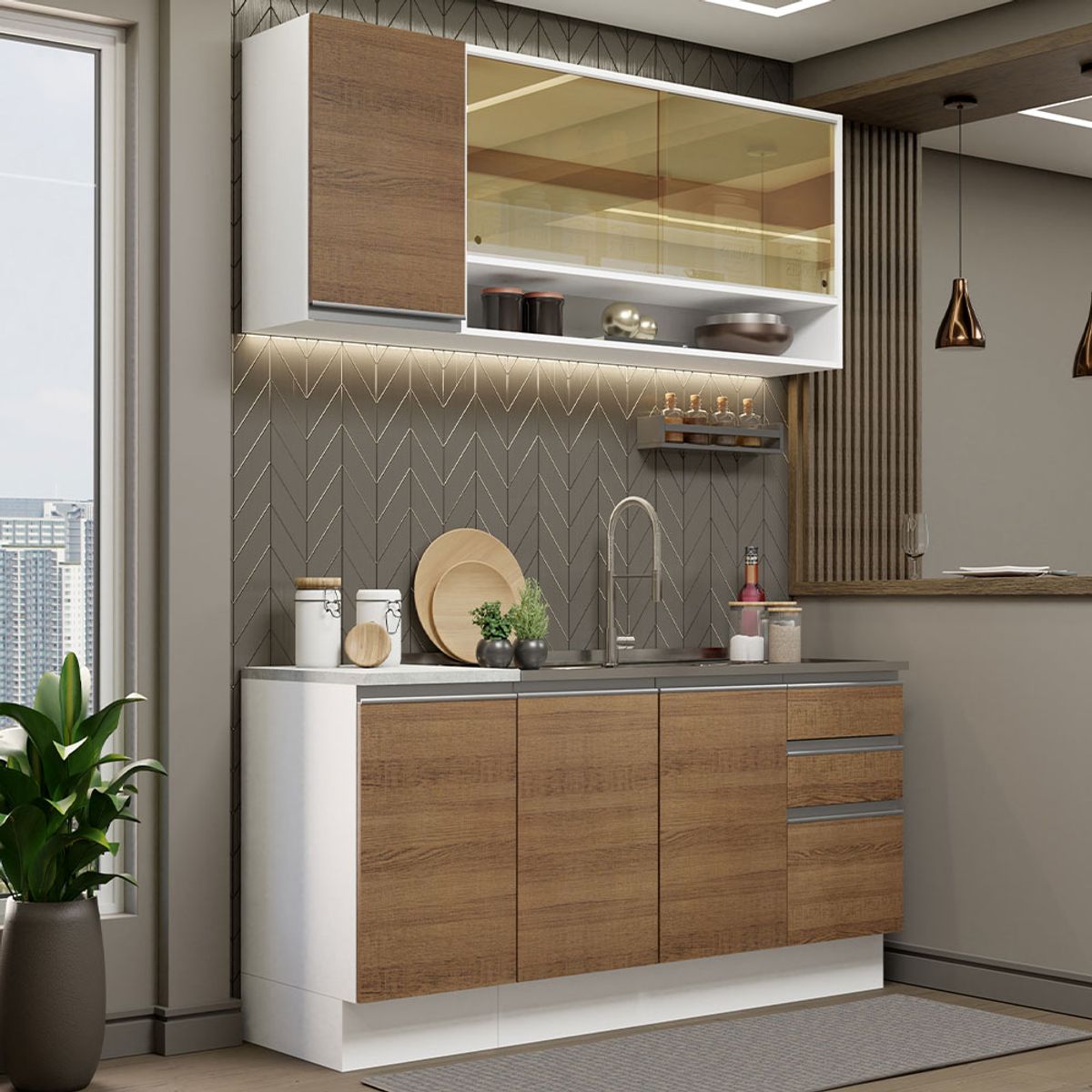 MADESA - Mueble de Cocina Integral Glamy 160 cm - Con Lavadero 02