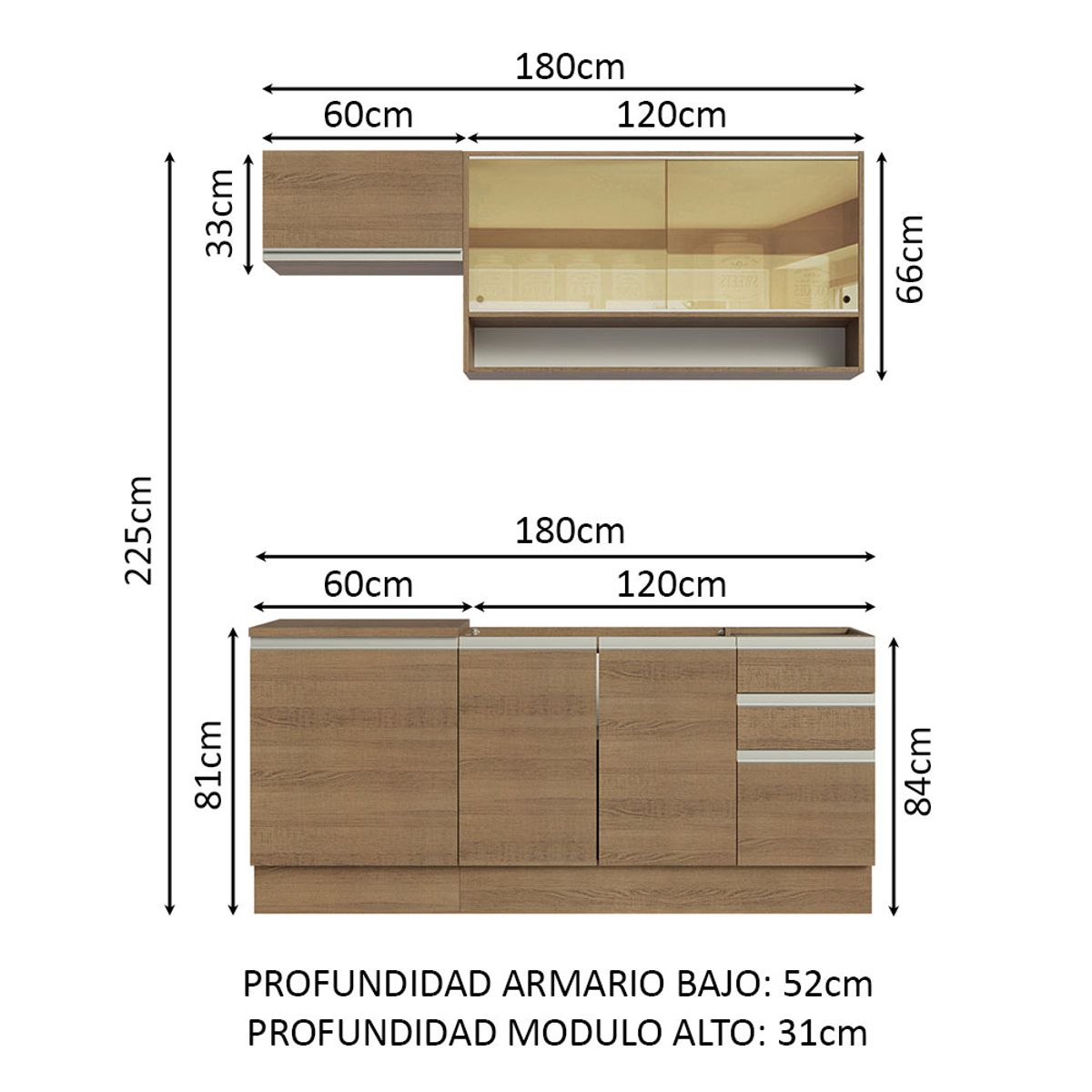 MADESA - Mueble de Cocina Integral Glamy 180 cm 08