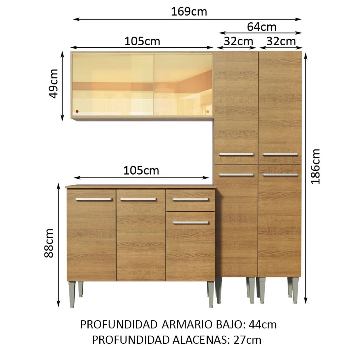 MADESA - Mueble de Cocina Integral Emilly Voice 169 cm