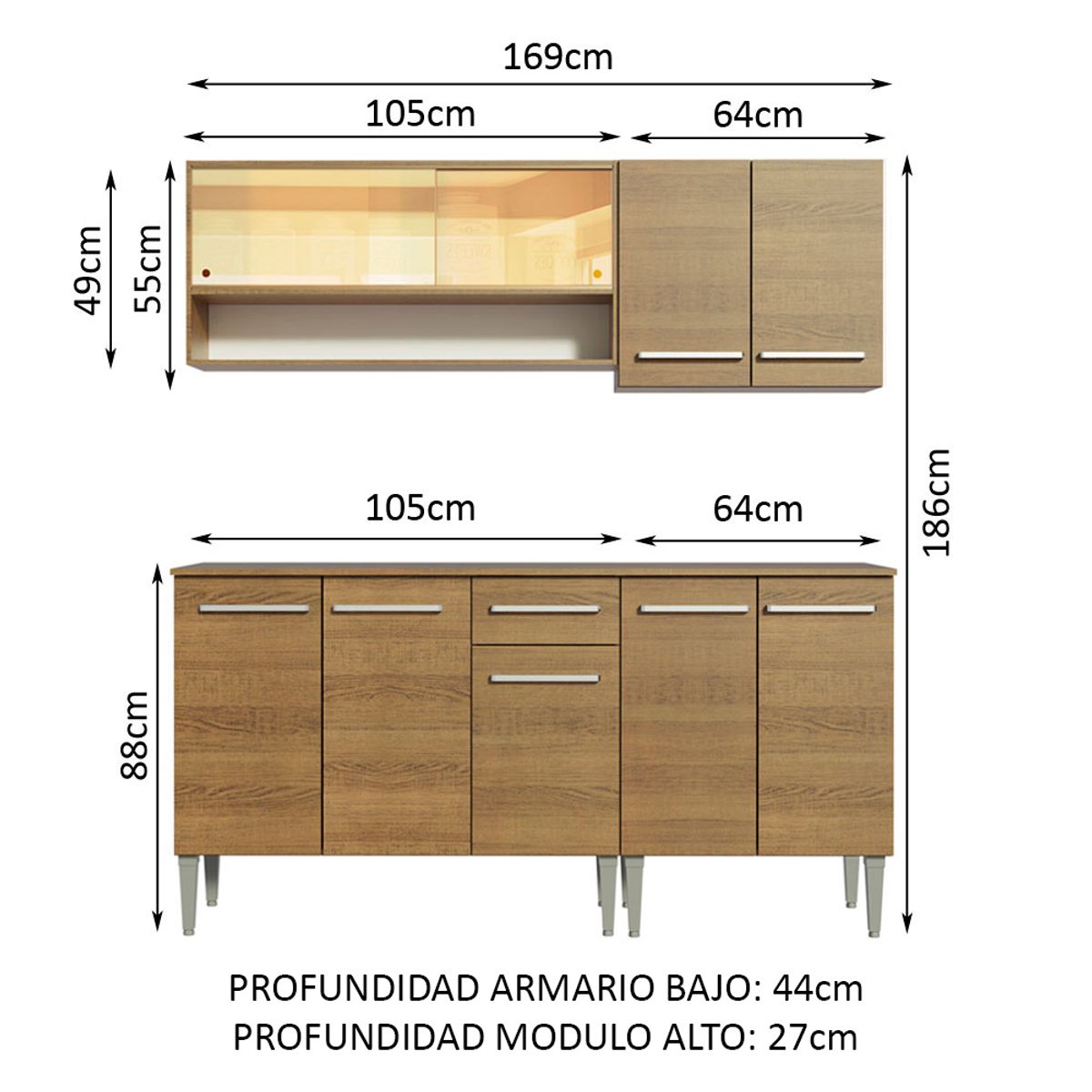 MADESA - Mueble de Cocina Integral Emilly Dance 169 cm