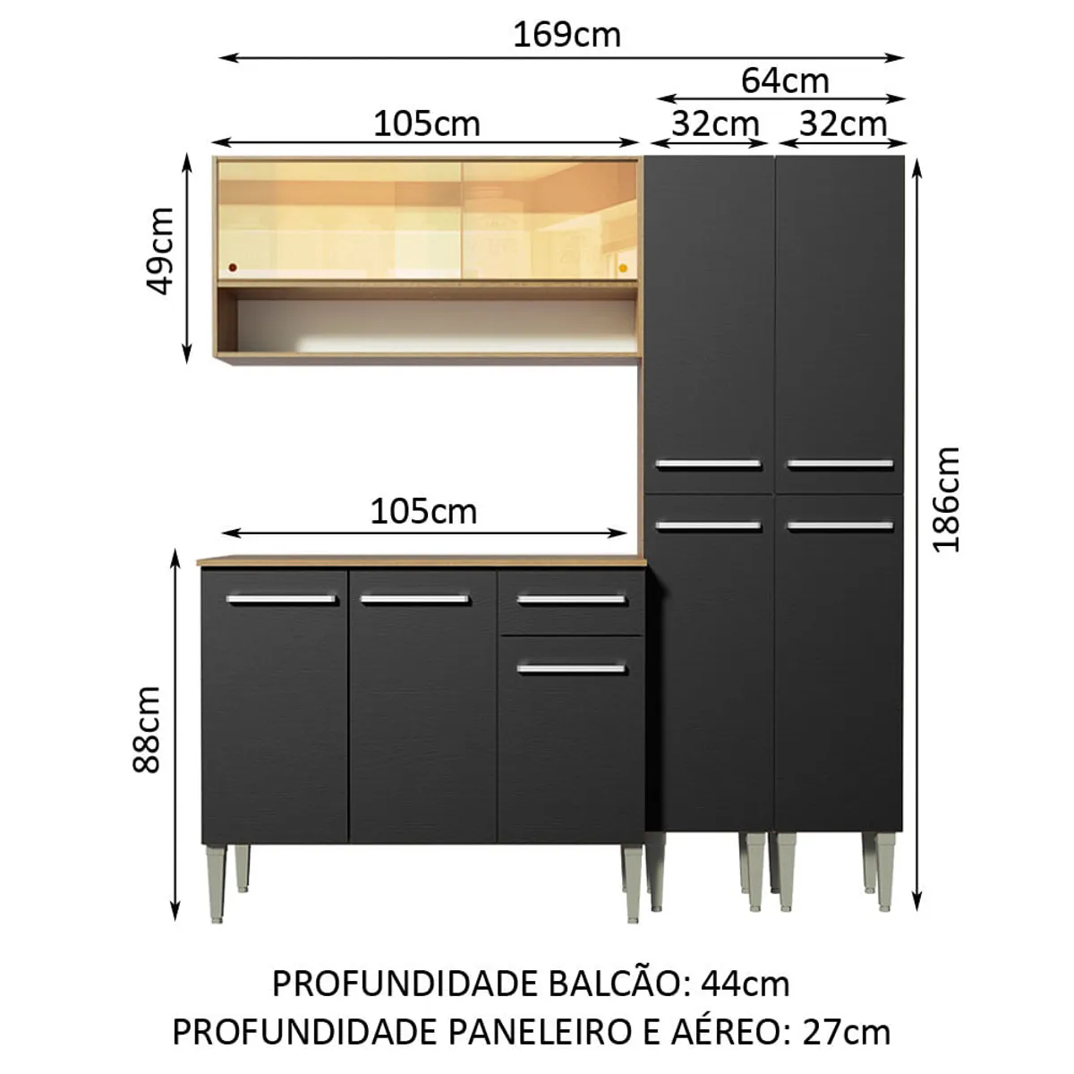 MADESA - Mueble de Cocina Integral Emilly Winter 169 cm