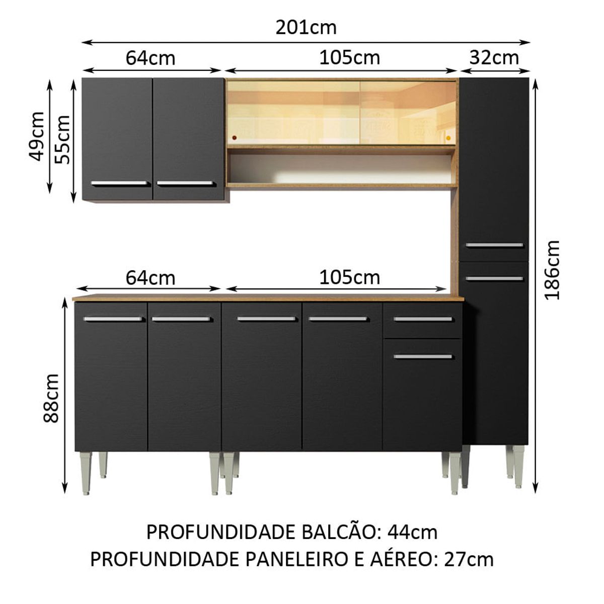 MADESA - Mueble de Cocina Integral Emilly Sky 201 cm