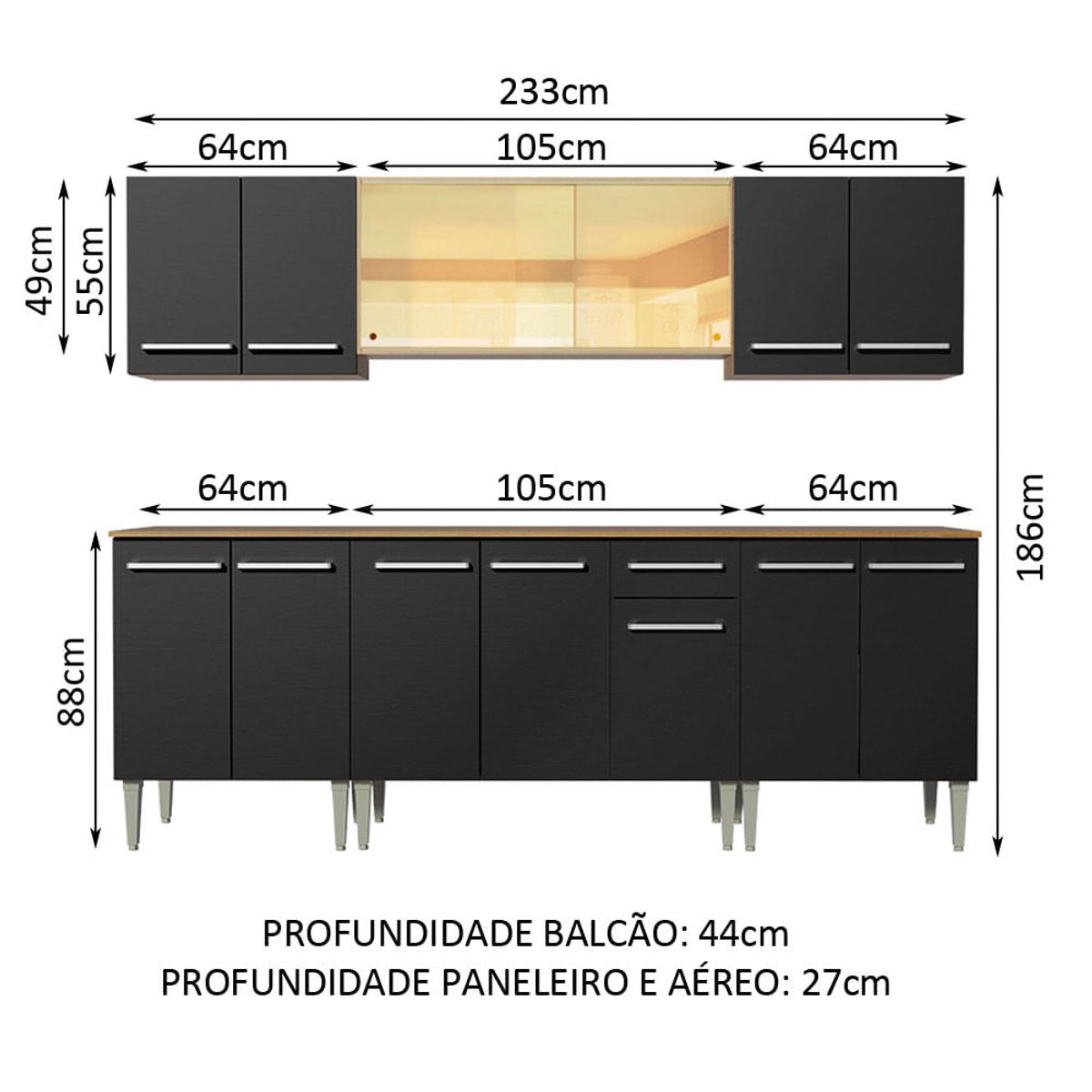 MADESA - Mueble de Cocina Integral Emilly Fire 233 cm
