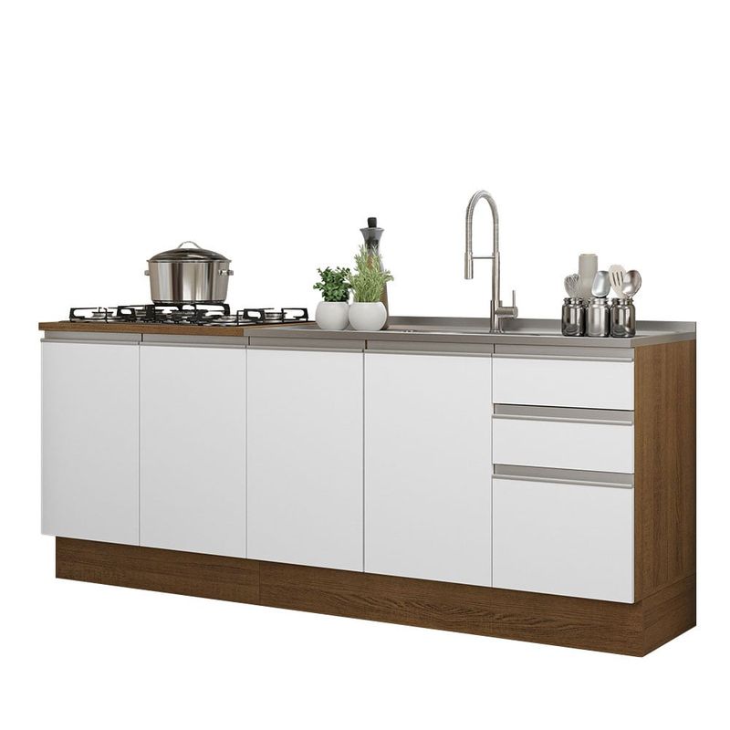 MADESA - Kit 2 Muebles de Cocina Glamy 200 cm - Con Lavadero