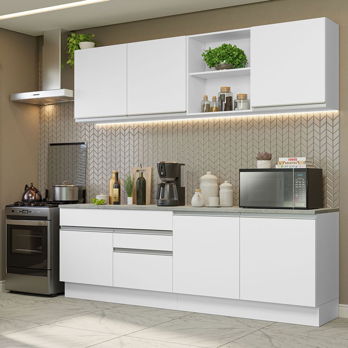 MADESA - Mueble de Cocina Integral Glamy 240 cm - Con Encimeras 06