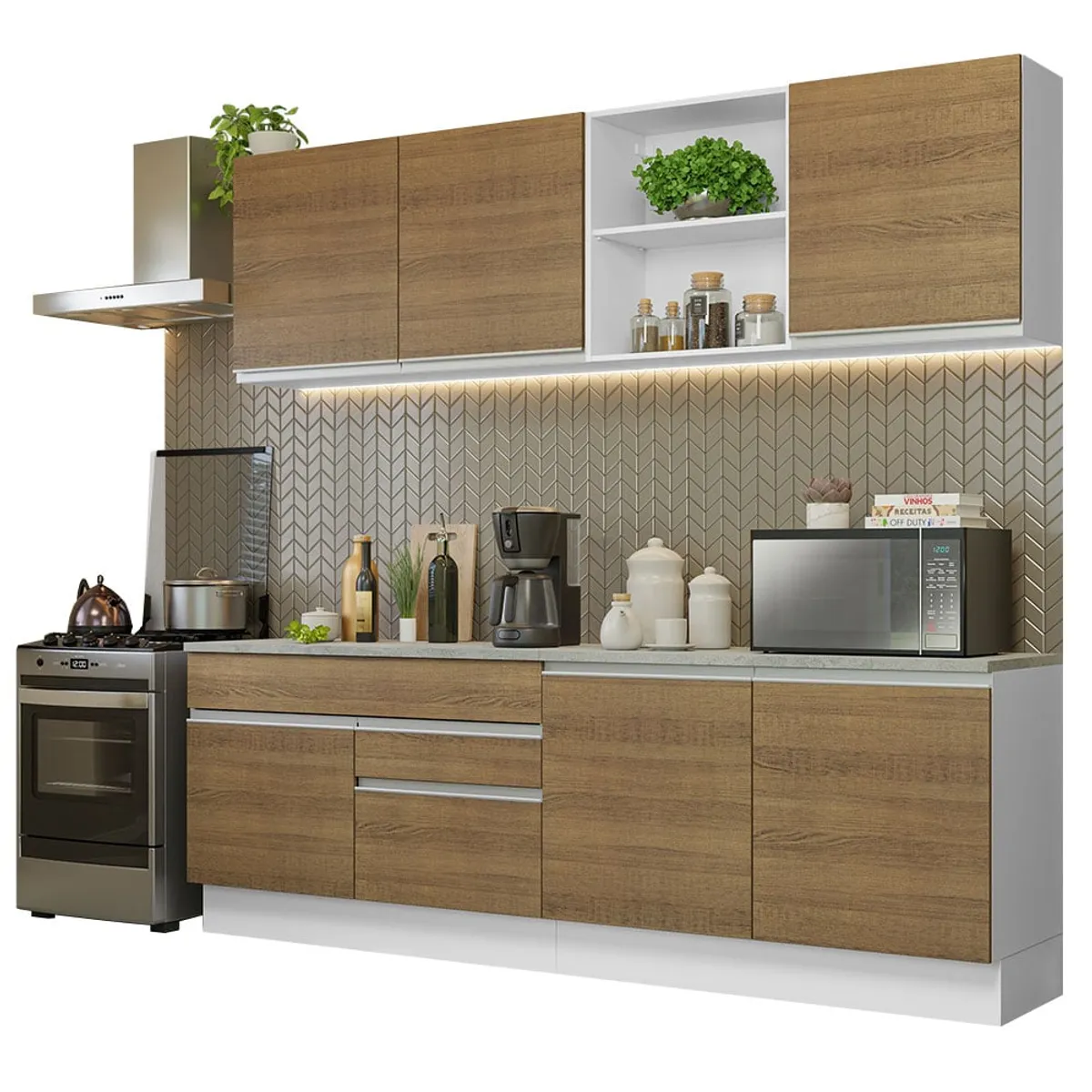 MADESA - Mueble de Cocina Integral Glamy 240 cm - Con Encimera 06