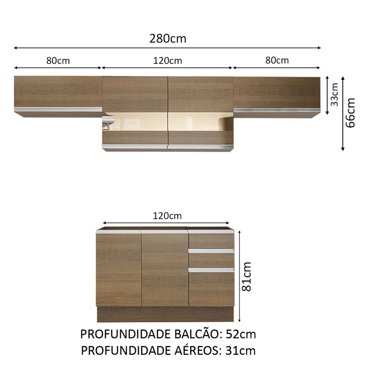 MADESA - Mueble de Cocina Integral Marina 280 cm