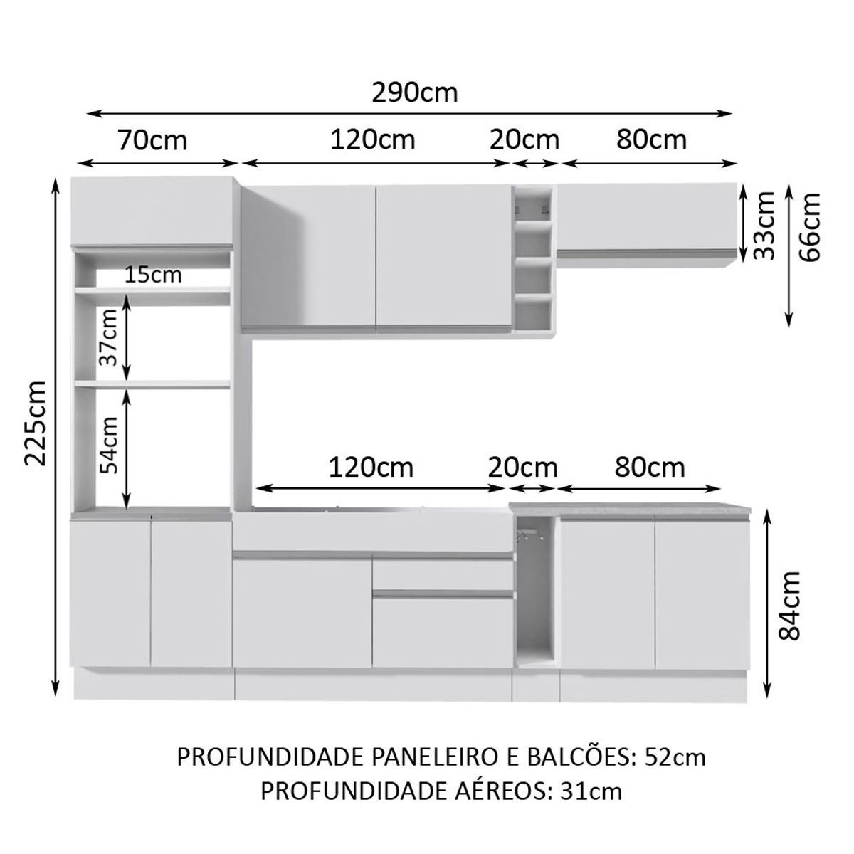 MADESA - Mueble de Cocina Integral Vicenza 290 cm - Con Encimera 12