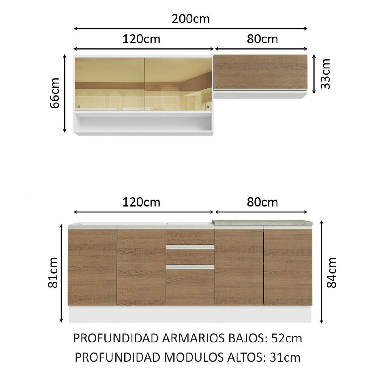 MADESA - Mueble de Cocina Integral Glamy 200 cm 03