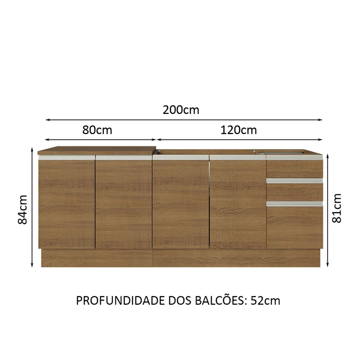 MADESA - Kit 2 Muebles de Cocina Glamy 200 cm