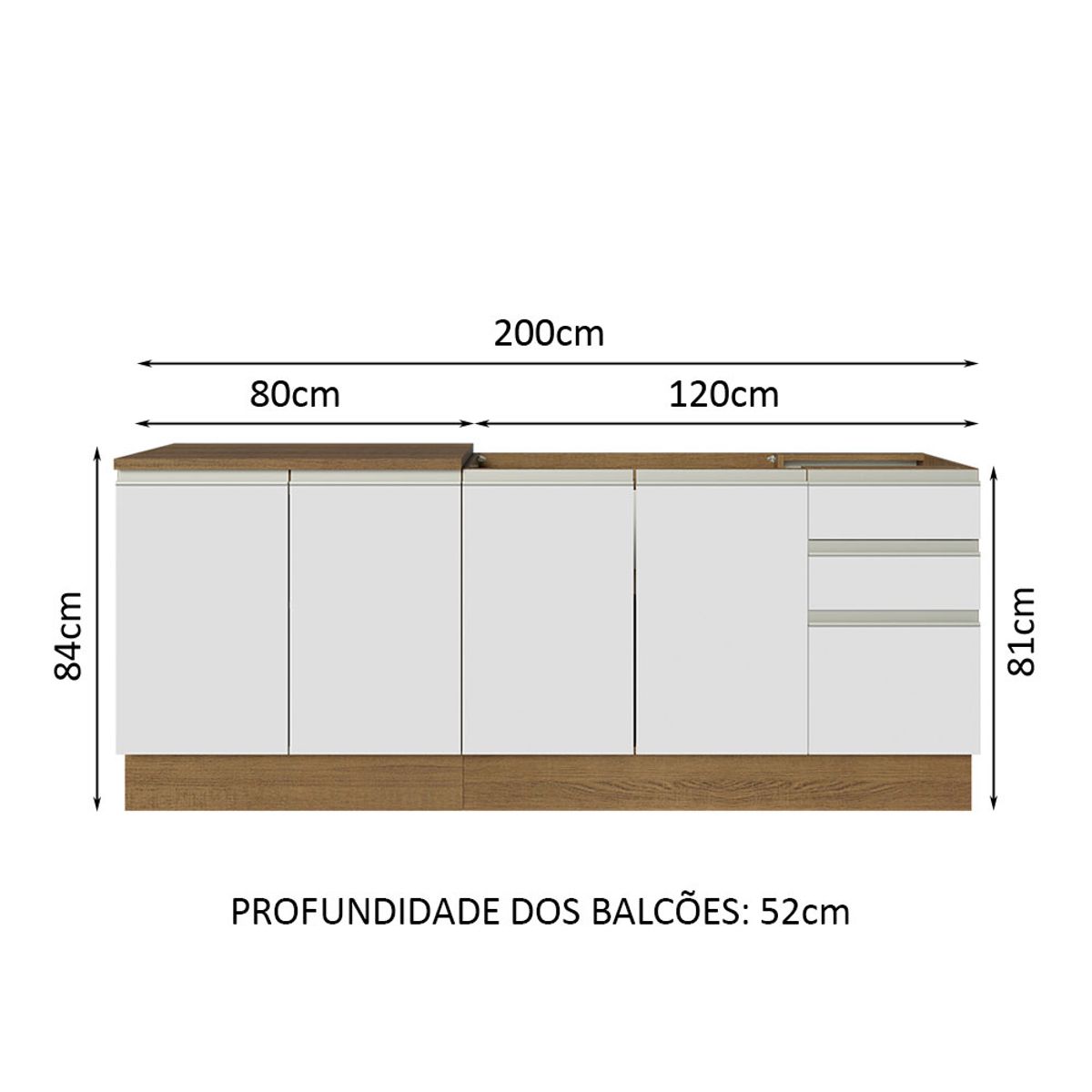 MADESA - Kit 2 Muebles de Cocina Glamy 200 cm