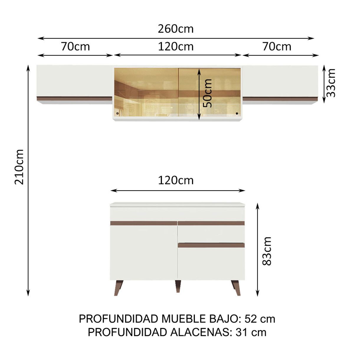 MADESA - Mueble de Cocina Integral Reims 260 cm - Con Encimera 03