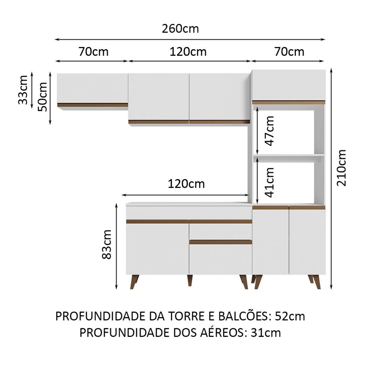MADESA - Mueble de Cocina Integral Reims 260 cm - Con Encimera 08