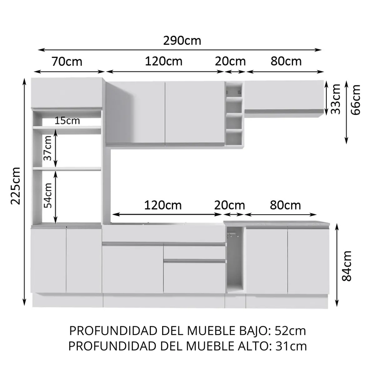 MADESA - Mueble de Cocina Integral Vicenza 290 cm