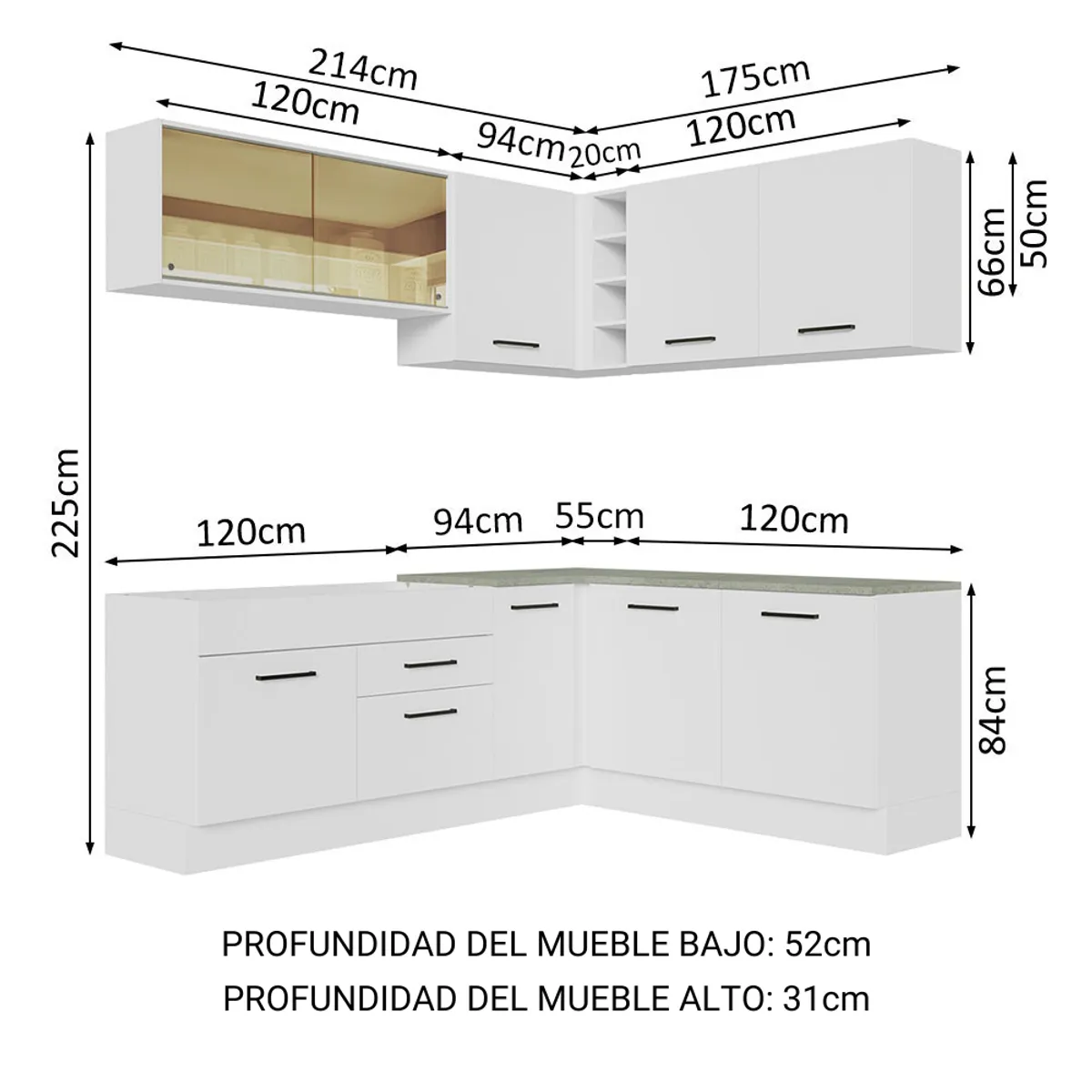 MADESA - Mueble de Cocina Integral de Esquina Agata 389 cm 01