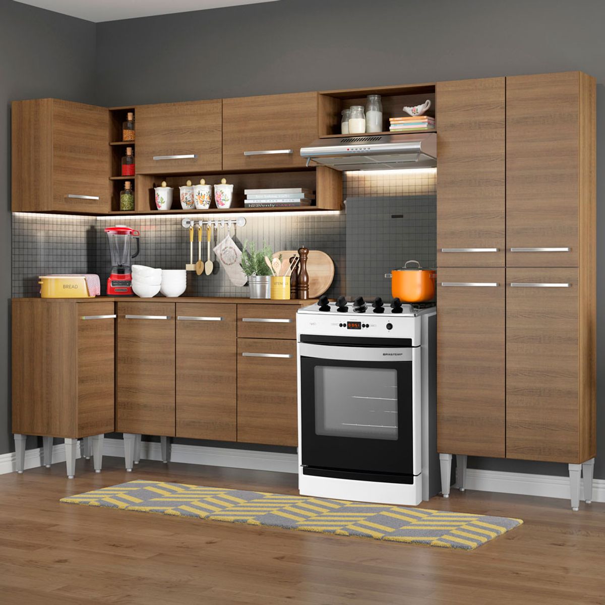 MADESA - Mueble de Cocina Integral de Esquina Emilly Sun 353 cm