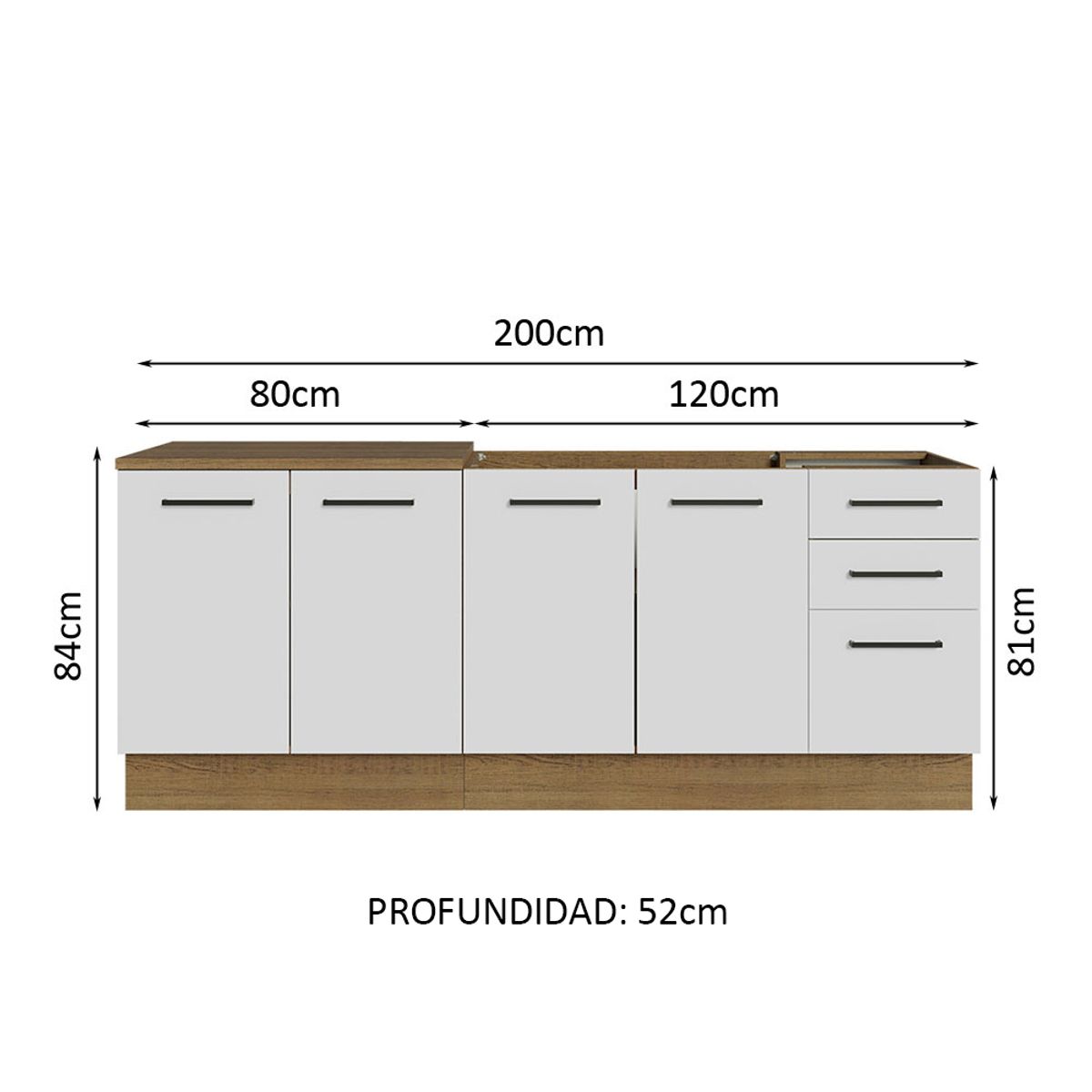 MADESA - Kit con 2 Muebles de Cocina Agata 200 cm