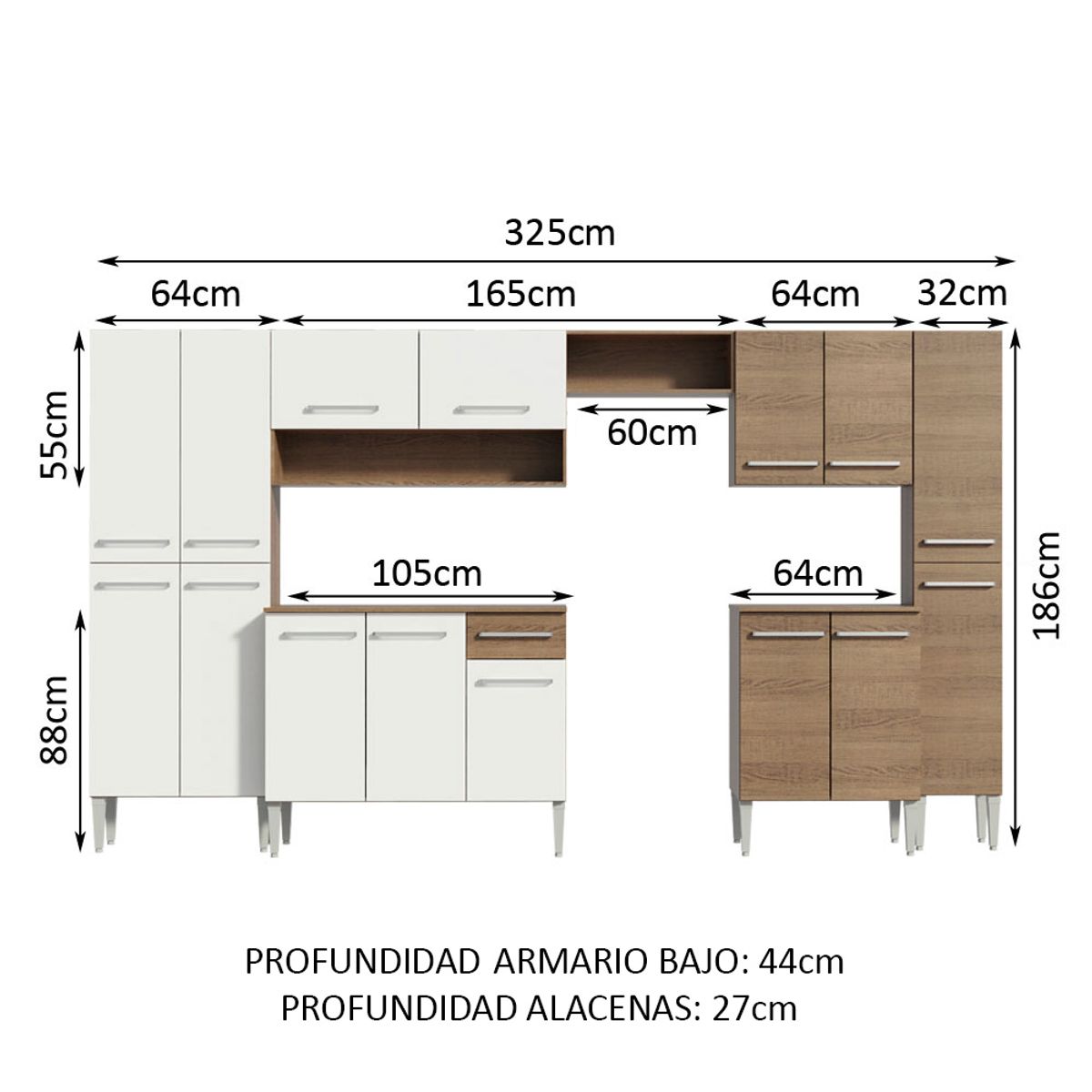 MADESA - Mueble de Cocina Integral Emilly Joy 325 cm
