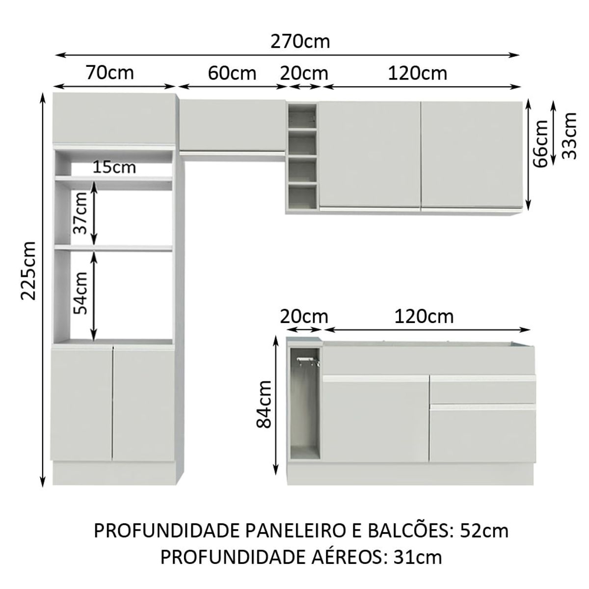MADESA - Mueble de Cocina Integral Jade 270 cm