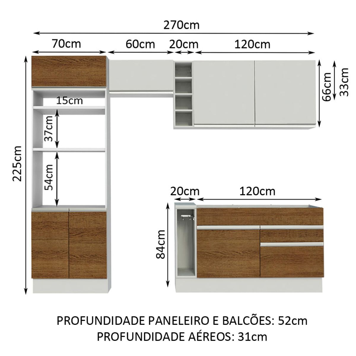 MADESA - Mueble de Cocina Integral Jade 270 cm