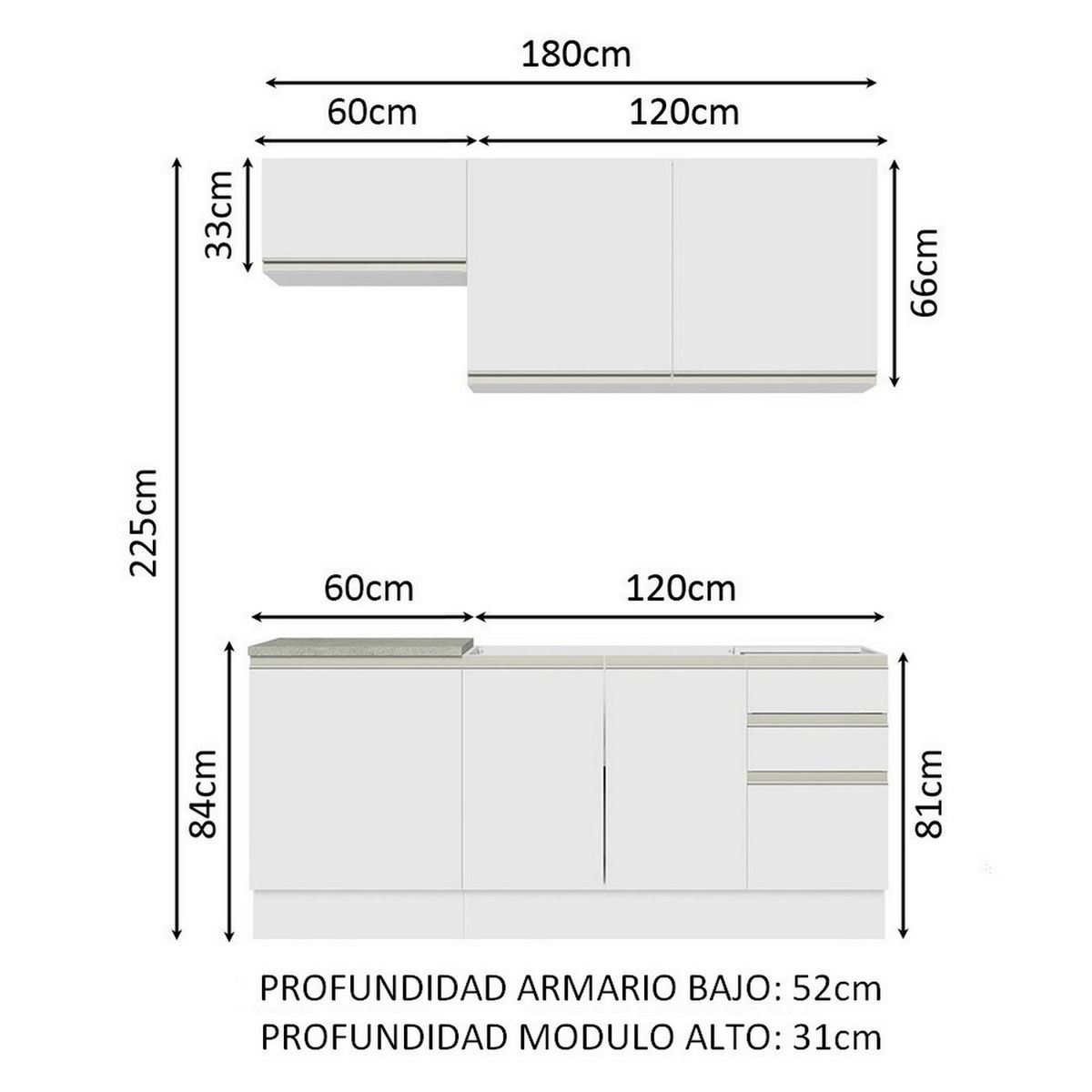 MADESA - Mueble de Cocina Integral Glamy 180 cm