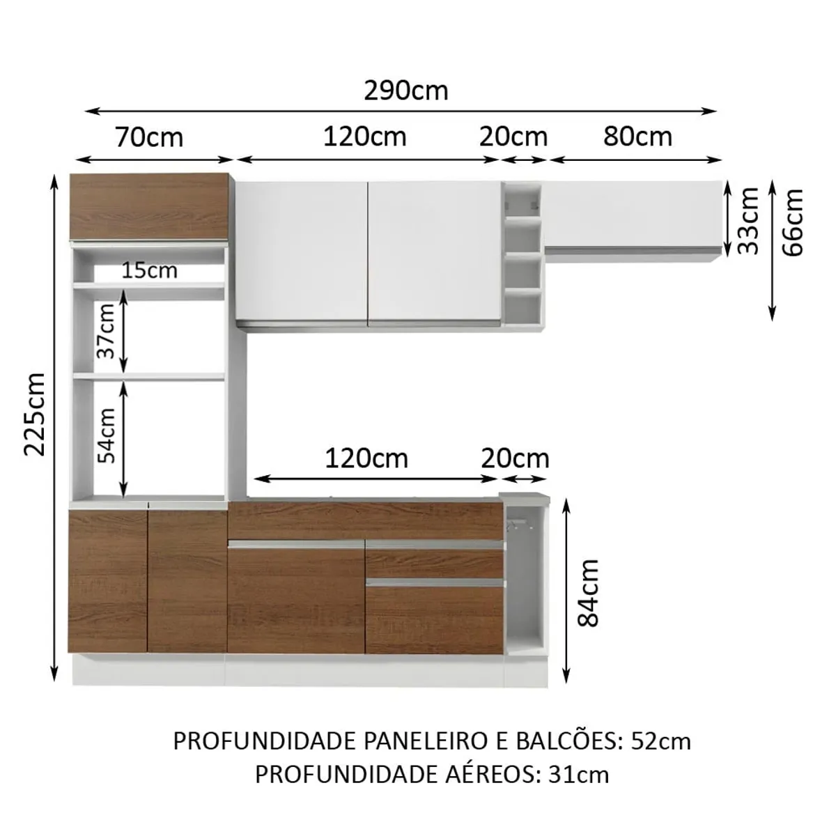 MADESA - Mueble de Cocina Integral Safira 290 cm - Con Encimera 14