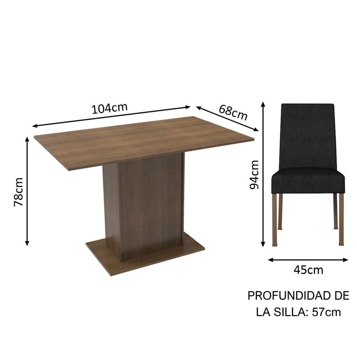 MADESA - Juego de Comedor Manu con 2 Sillas