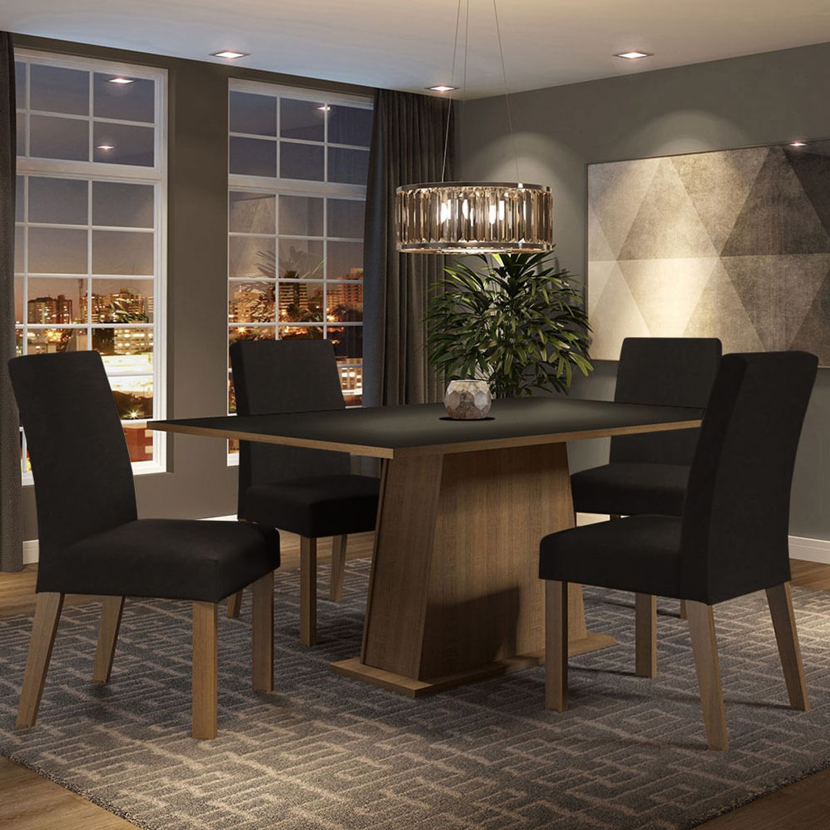 MADESA - Juego de Comedor Flavia con 4 Sillas