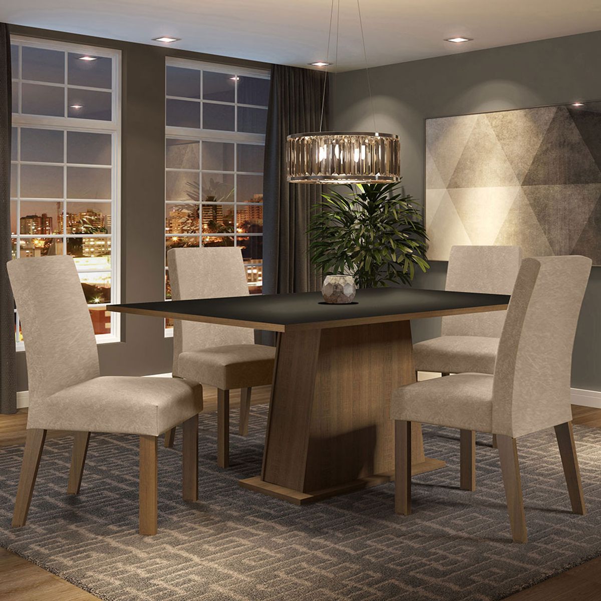 MADESA - Juego de Comedor Flavia con 4 Sillas