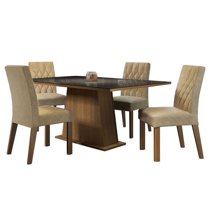 MADESA - Juego de Comedor Aryeli con 4 Sillas Marrón/Negro/Imperial