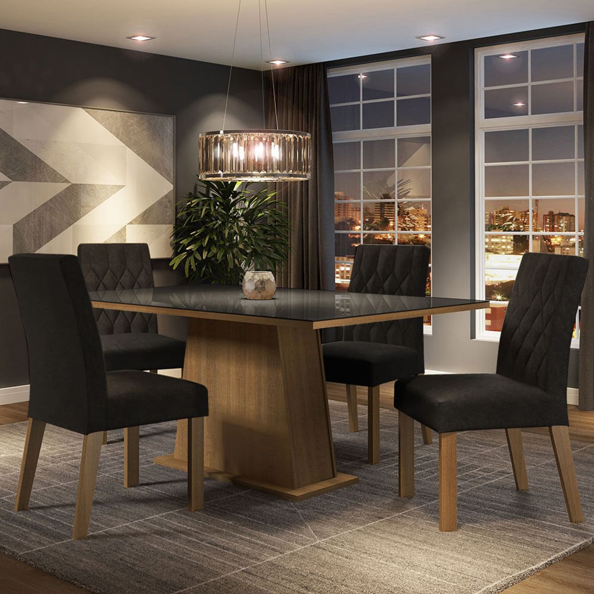 MADESA - Juego de Comedor Aryeli con 4 Sillas