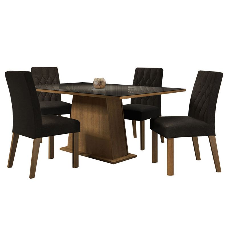 MADESA - Juego de Comedor Aryeli con 4 Sillas Marrón/Negro/Oxford