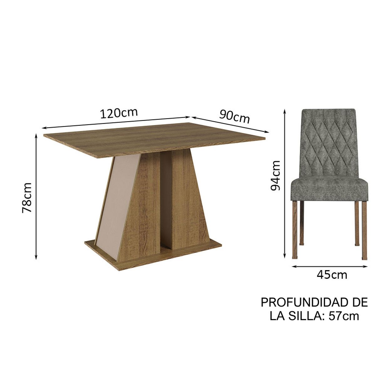 MADESA - Juego de Comedor Gisele con 4 Sillas