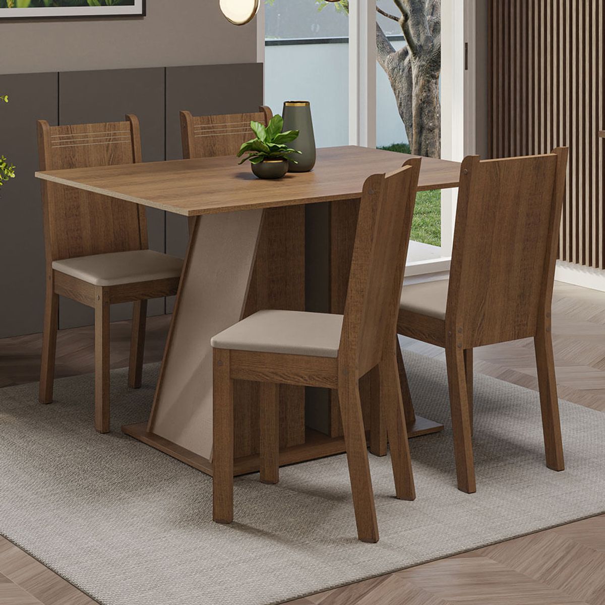 MADESA - Juego de Comedor Marilyn con 4 Sillas