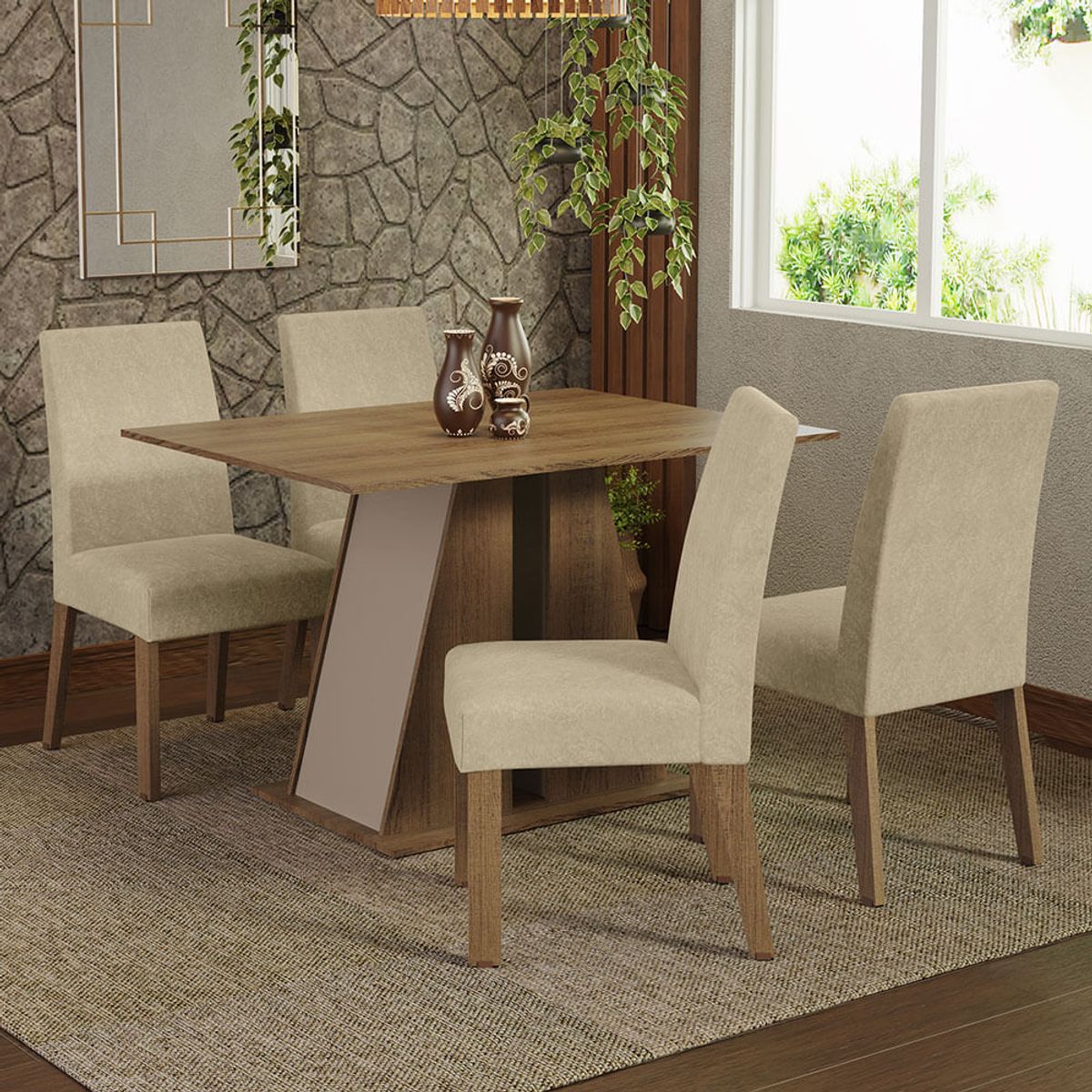 MADESA - Juego de Comedor Agnes con 4 Sillas