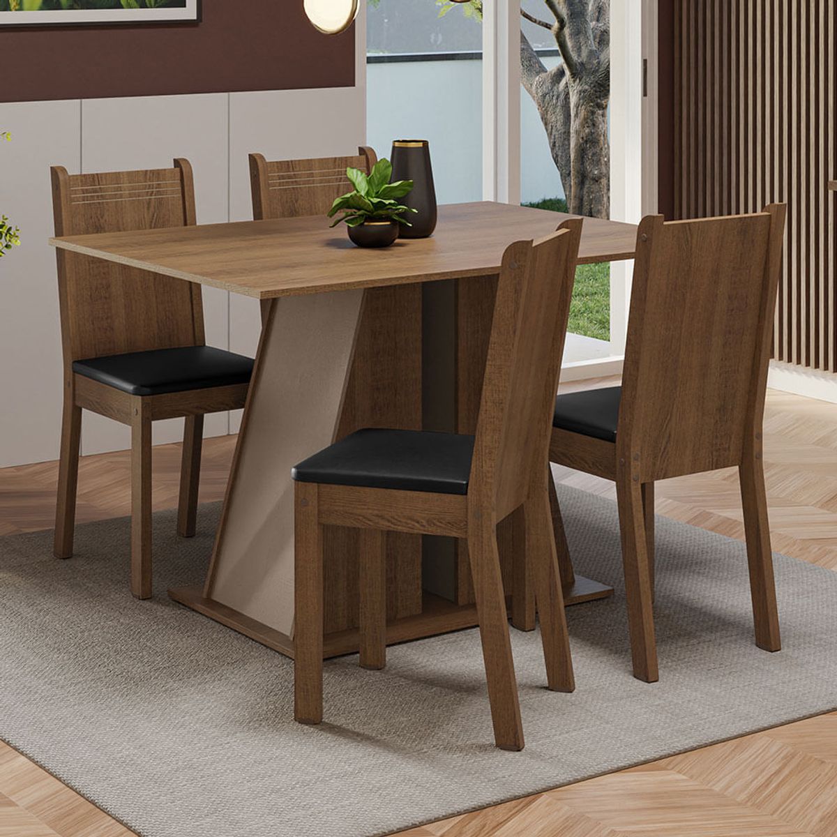 MADESA - Juego de Comedor Marilyn con 4 Sillas