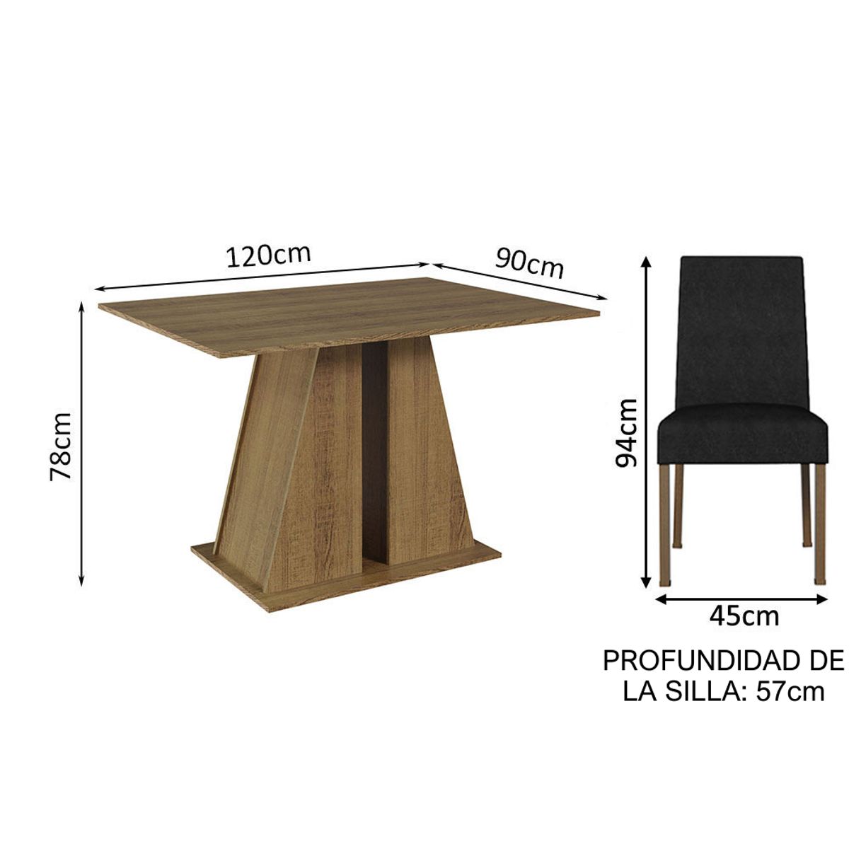 MADESA - Juego de Comedor Agnes con 4 Sillas