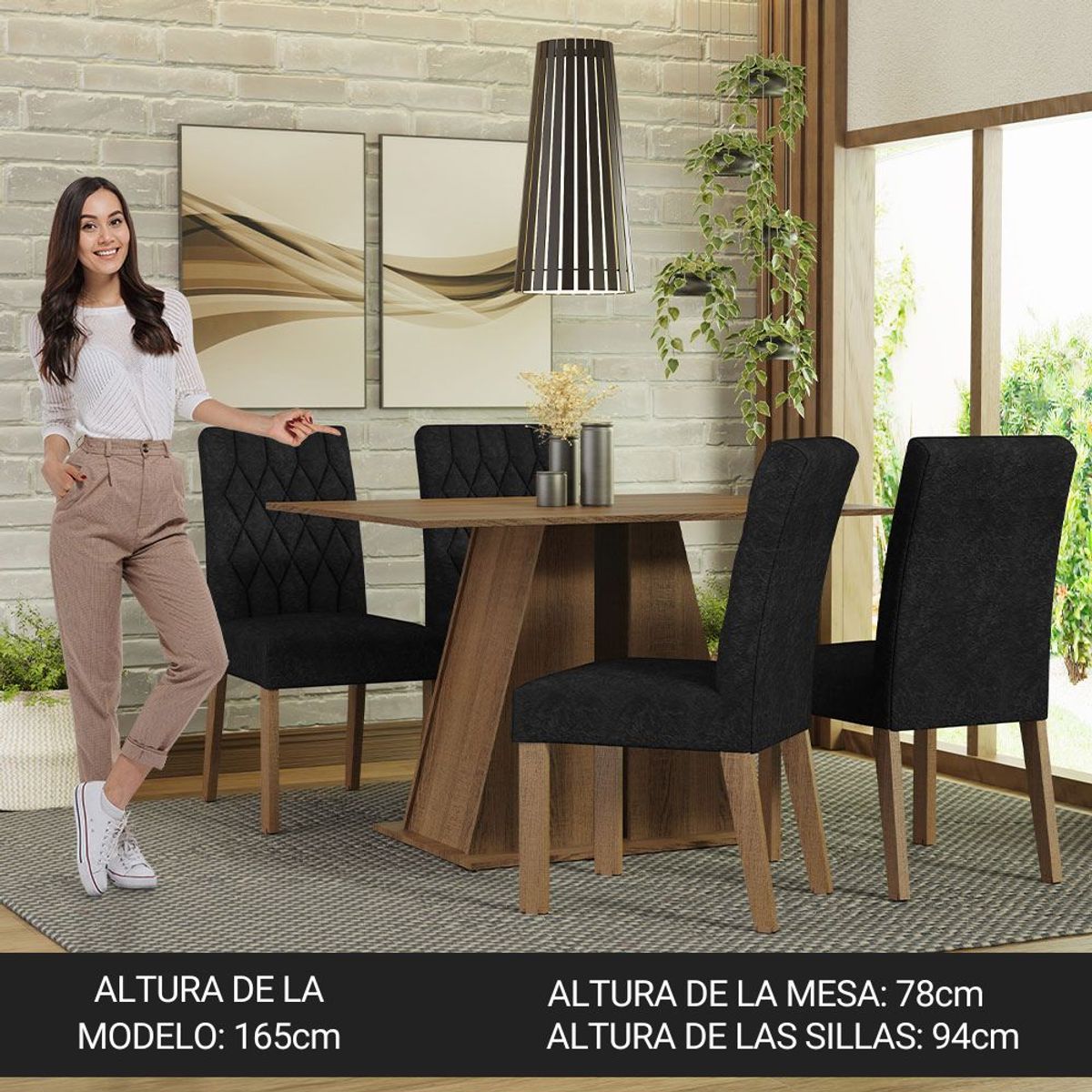 MADESA - Juego de Comedor Gisele con 4 Sillas Oxford