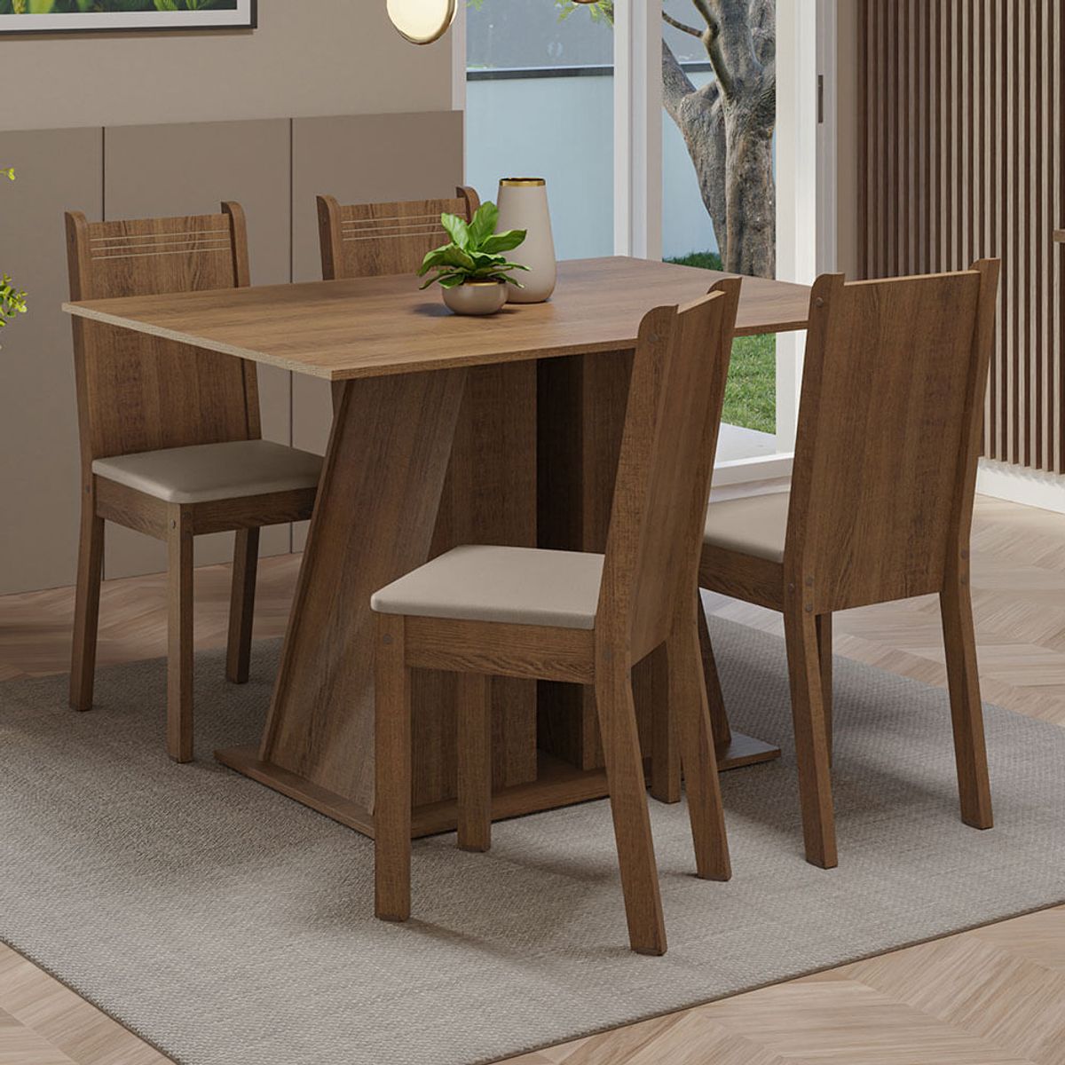 MADESA - Juego de Comedor Marilyn con 4 Sillas