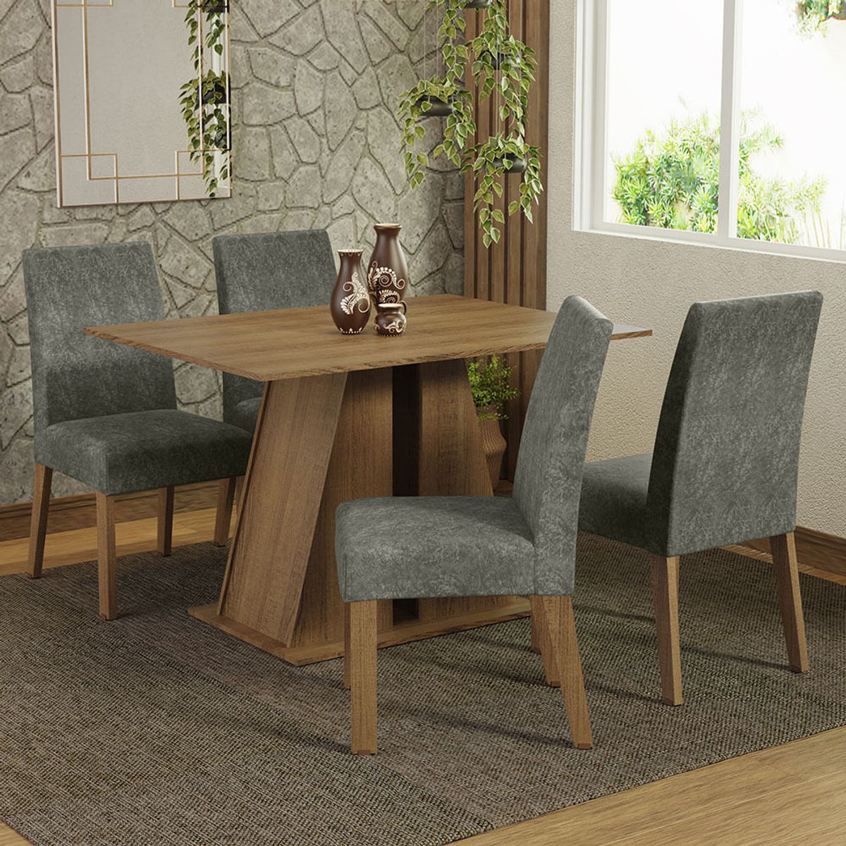 MADESA - Juego de Comedor Agnes con 4 Sillas