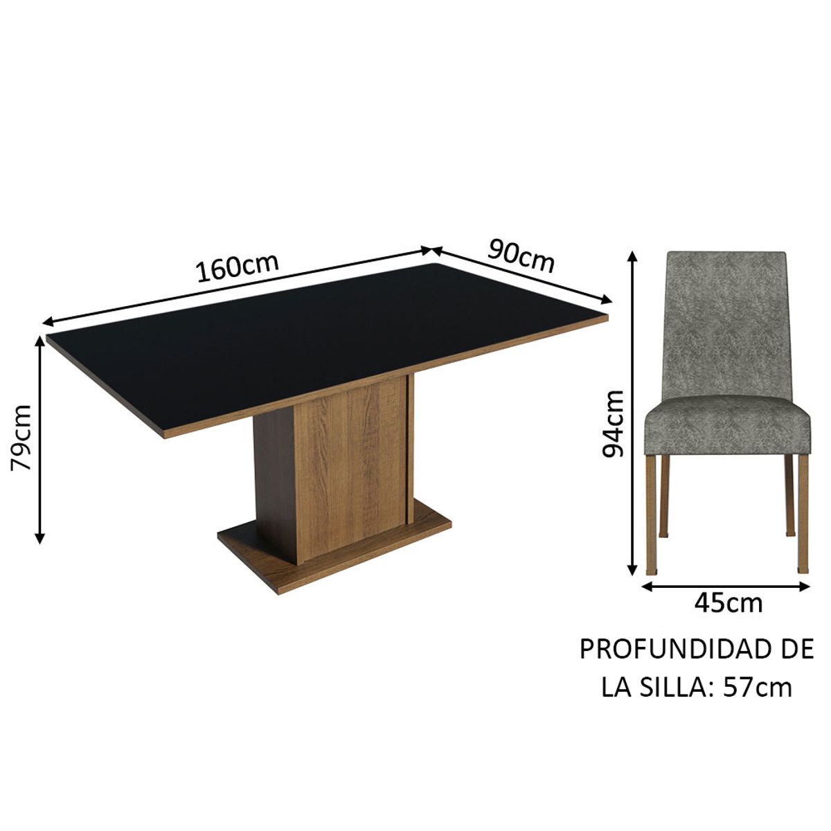 MADESA - Juego de Comedor Keila con 4 Sillas