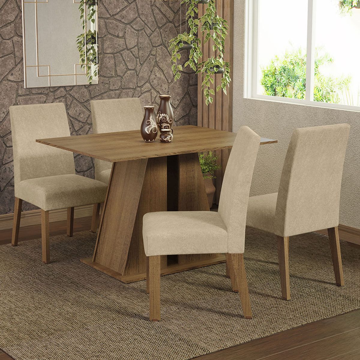 MADESA - Juego de Comedor Agnes con 4 Sillas