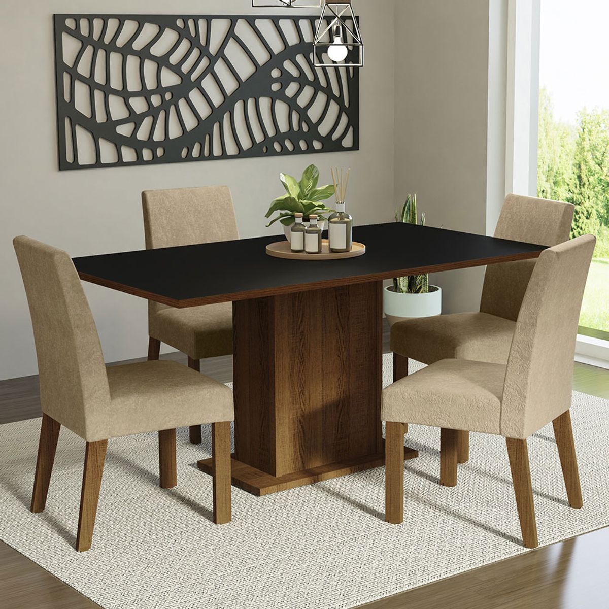 MADESA - Juego de Comedor Keila con 4 Sillas