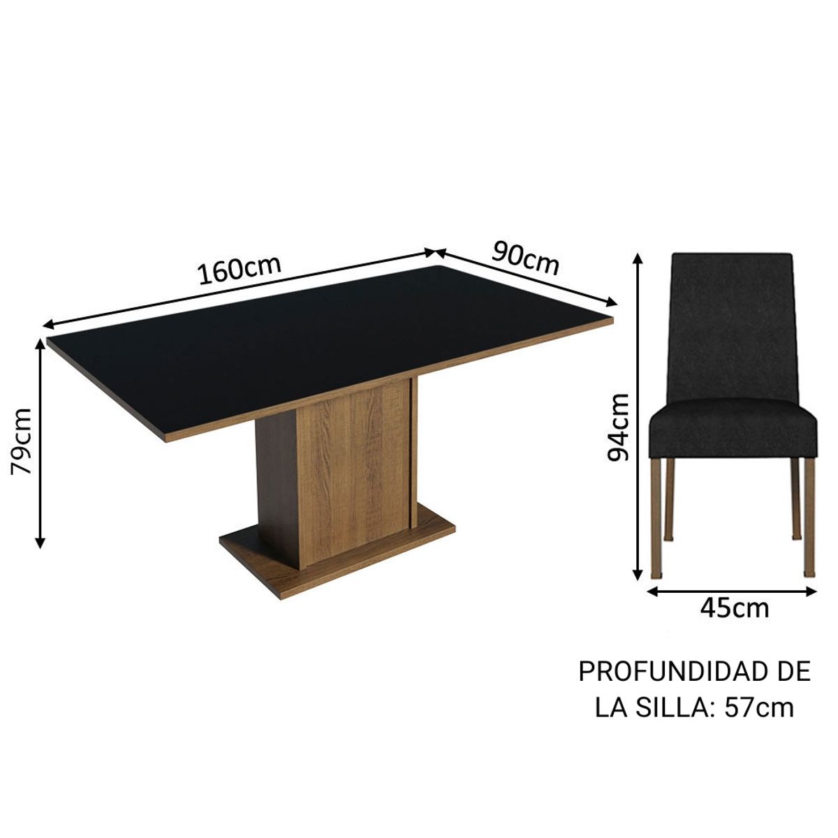 MADESA - Juego de Comedor Keila con 4 Sillas